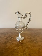 French Antique 19th Century Silver & Glass Ewer 