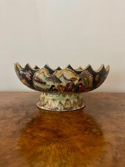 Large Antique Japanese Satsuma Pedestal Bowl