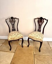 Pair Of Victorian Carved Mahogany Side Chairs