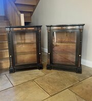 Pair Of Ebonised And Amboyna Inlaid Side Cabinets 