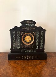 Pretty Antique Victorian Marble Inlaid Mantle Clock