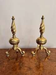 Quality Antique Victorian Brass Fire Dogs