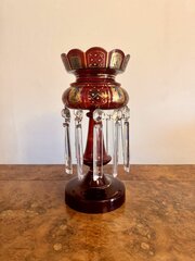 Quality Large Antique Victorian Ruby Glass Lustre