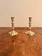 Quality Pair Of Queen Ann Brass Candlesticks 