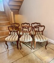 Set Of Six Antique Victorian Rosewood Dining Chair