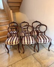  Set Of Six Antique Victorian Walnut Dining Chairs