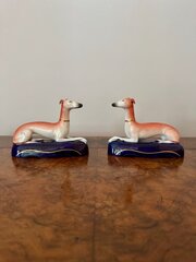 Antique Victorian Staffordshire Greyhound Inkwells
