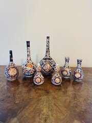 collection of seven antique Japanese imari vases