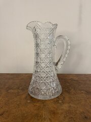 Quality Large Antique Edwardian Cut Glass Jug 