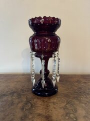 Quality Large Antique Victorian Ruby Glass Lustre 
