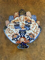 unusual antique Japanese imari fan shaped plate