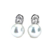 Cultured Pearl & Diamond Earrings