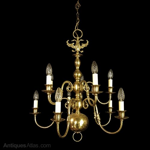 Antique Brass 10 light Flemish Chandelier.