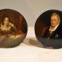 Rare pair of Papier Mache Stobwasser table snuff boxes