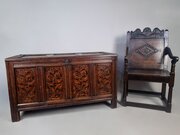 17th Century Marquetry Chest Dated 1658