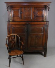 Exceptional Dated English Oak Press Cupboard 1723