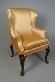 Queen Anne Design Walnut Wing Armchair C. 1880