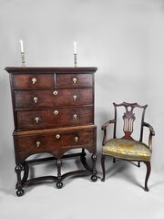 Queen Anne Oak Chest On Stand, C.1700