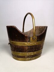 Rare Georgian Brass Banded Coal Bucket C. 1750