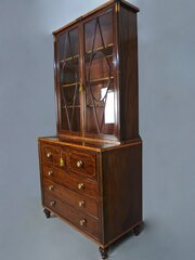 Regency Mahogany And Satinwood Secretaire Bookcase