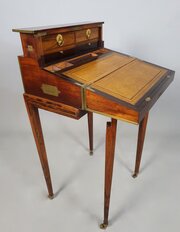 Rosewood And Brass Inlaid Campaign Desk On Stand