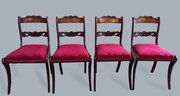 Set Of Four Regency Brass Inlaid Dining Chairs 