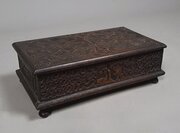 Small Well Carved Bible Box With Bible Dated 1722