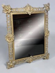 Victorian Brass Wall Hanging Mirror Original Plate