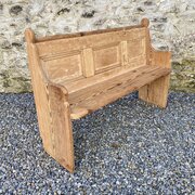 Small Victorian Welsh Pine Pew Bench Settle