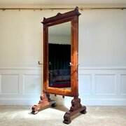 Early 19th C Country House Cheval Dressing Mirror