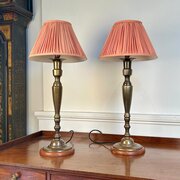 Pair Of Edwardian Brass Table Lamps