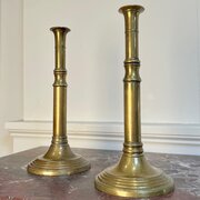 Stylish Pair 18th C Telescopic Candlesticks