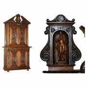 C.1860 Louis XIII Revival Walnut Carved Cabinet