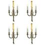 Four French Wheat C.1920 Gilt Bronze Wall Sconces
