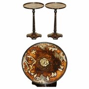 Pair Chinese Chinoiserie Mother Pearl Side Tables