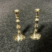 Pair Of Georgian Brass Candlesticks 