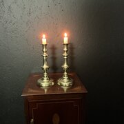 Pair Of Georgian Brass Candlesticks 