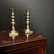 Pair Of Victorian Brass Candlesticks 