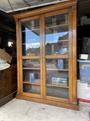 Victorian Oak Glazed Bookcase/ Display 