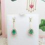 18ct Gold Emerald & Diamond Drop Earrings