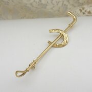 9ct Gold Stock Pin / Brooch Riding Crop & Horseshoe