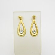 Elegant Pair Of 18ct Gold Diamond Drop Earrings