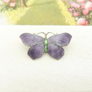  Silver & Purple Enamel Butterfly Brooch 