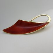 Silver & Red Enamel Brooch By Aksel Holmsen