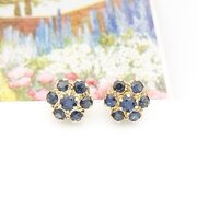 Vintage 9ct Gold Sapphire Set Cluster Earrings
