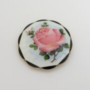Vintage Scandinavian Silver & Enamel Rose Brooch 