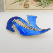 Vintage Silver & Blue Enamel Brooch By Ivar Holth