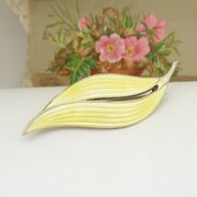  Vintage Silver & Yellow Enamel Brooch 
