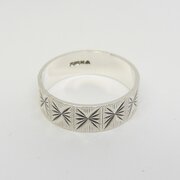  Vintage Silver Star Design Engraved Band Ring