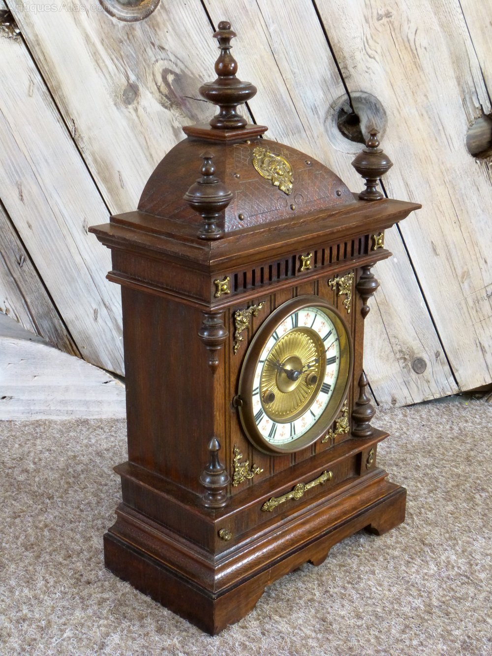 thumbnail image 2 of The Emporium Clocks Oak Wooden Mantel Clock – Arched Top With Moving Pendulum, Quartz Movement, Brown 2 of 13